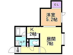 リブラ 1LDKの間取図画像