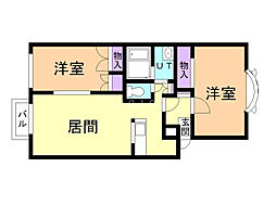 ルミエールフィールド 2LDKの間取図画像