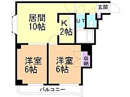 テラスハウス南郷21 2LDKの間取図画像