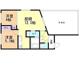 札幌市白石区本郷通9丁目北マンション 2LDKの間取図画像