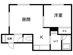 バーチ・ヒル 1LDKの間取図画像