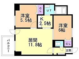 グレイスコート菊水 2LDKの間取図画像