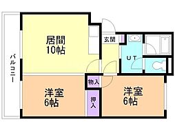 フォレストヒルズ南郷 2LDKの間取図画像