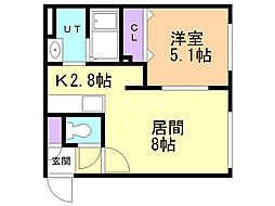 グランメールリブレ栄通 1LDKの間取図画像