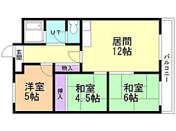 第2河口ビル 3LDKの間取図画像