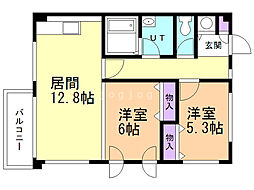 ギブソン236 2LDKの間取図画像