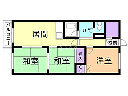 勝見コーポ 3DKの間取図画像