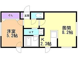 LEMONed菊水 1LDKの間取図画像