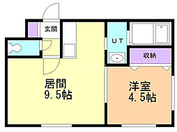 アール栄通 1DKの間取図画像
