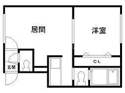KMハイツ 1LDKの間取図画像