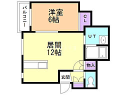 グランディール北郷 1LDKの間取図画像