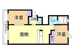 ハートヒルズ 2LDKの間取図画像
