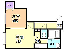イーストスター東札幌 1LDKの間取図画像