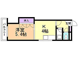 メゾンヤマダ 1Kの間取図画像