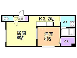 グランメール本郷通7B 1LDKの間取図画像
