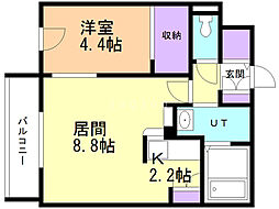 バニラシード白石 1LDKの間取図画像