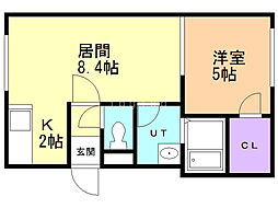 グレイス東札幌 1LDKの間取図画像
