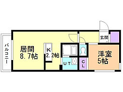 グレイス本通 1LDKの間取図画像