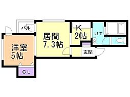 ゼスティ東札幌アネックス 1LDKの間取図画像