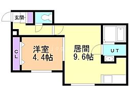 レジデンス南郷通16丁目北B 1LDKの間取図画像