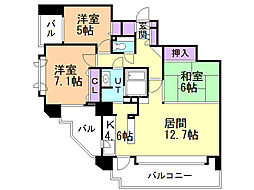 南郷7丁目シティハウス 3LDKの間取図画像