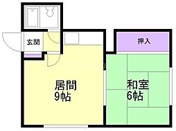 ロイヤル菊水A 1LDKの間取図画像
