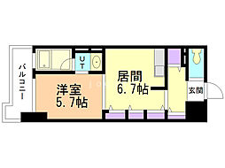 KDXレジデンス菊水四条 1LDKの間取図画像