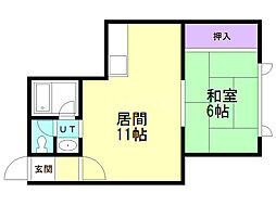 プチパークハイツ 1LDKの間取図画像