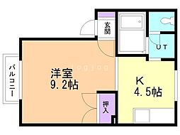 ホワイトストリート16 1Kの間取図画像