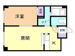 ラアムール白石 1LDKの間取図画像