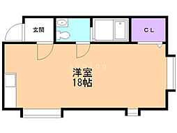 サンホームマンションNo.8 ワンルームの間取図画像