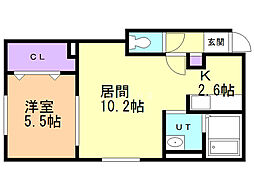 カルグランデ白石 1LDKの間取図画像