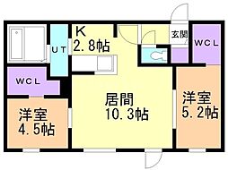 TsCOURTHONDORI 2LDKの間取図画像