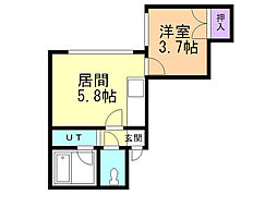 ソレーイュ東札幌 1DKの間取図画像