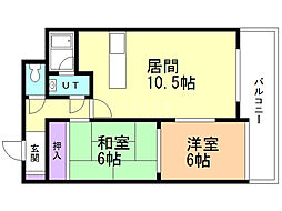 エクシード北郷 2LDKの間取図画像