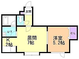 ウーバンアビー 1LDKの間取図画像