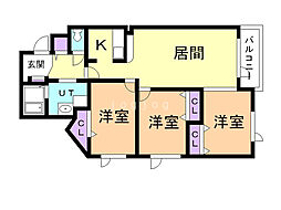 白南ハイツ8 3LDKの間取図画像