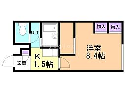 レオパレスポールスター 1Kの間取図画像