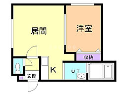 ルミエール本通11南 1LDKの間取図画像