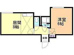 コスモハイツ 1LDKの間取図画像
