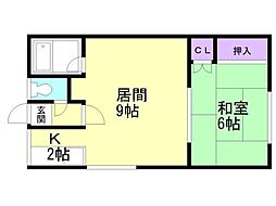 メゾン植竹 1LDKの間取図画像