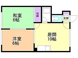 ハイデンス平岸416 2LDKの間取図画像