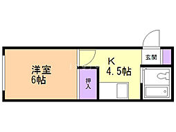 コーポアイ 1Kの間取図画像
