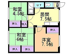 コスモガーデン 3DKの間取図画像