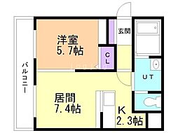 Agito北の沢 1LDKの間取図画像