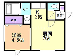 VILLAもいわ 1LDKの間取図画像