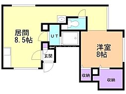 シティハイツ村川B 1LDKの間取図画像