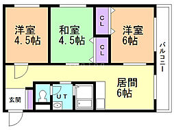 南平岸313 3DKの間取図画像