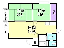アーバンフォレスト1 2LDKの間取図画像
