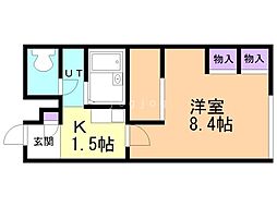 レオパレス川沿 1Kの間取図画像
